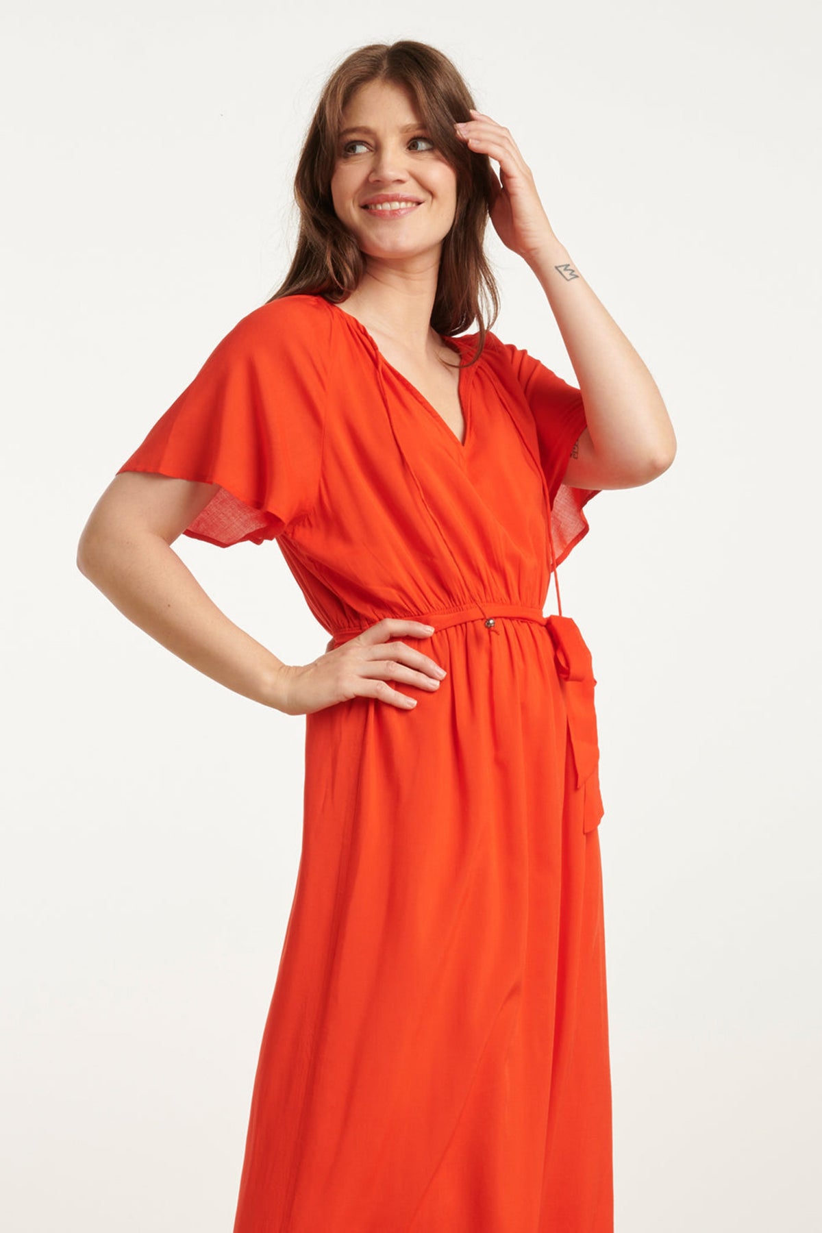 LANG VISKOSE KJOLE DRESS – Rød