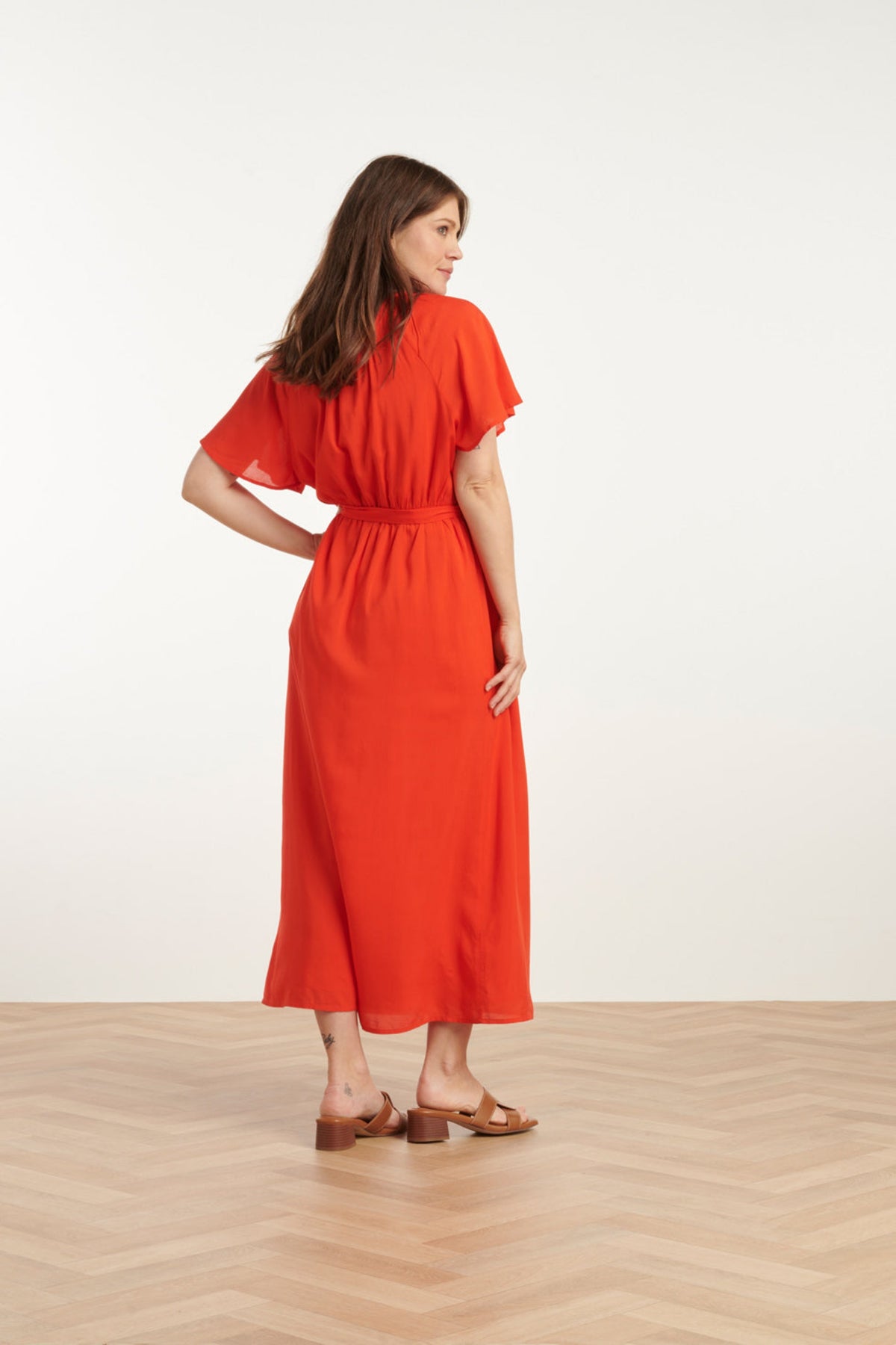 LANG VISKOSE KJOLE DRESS – Rød