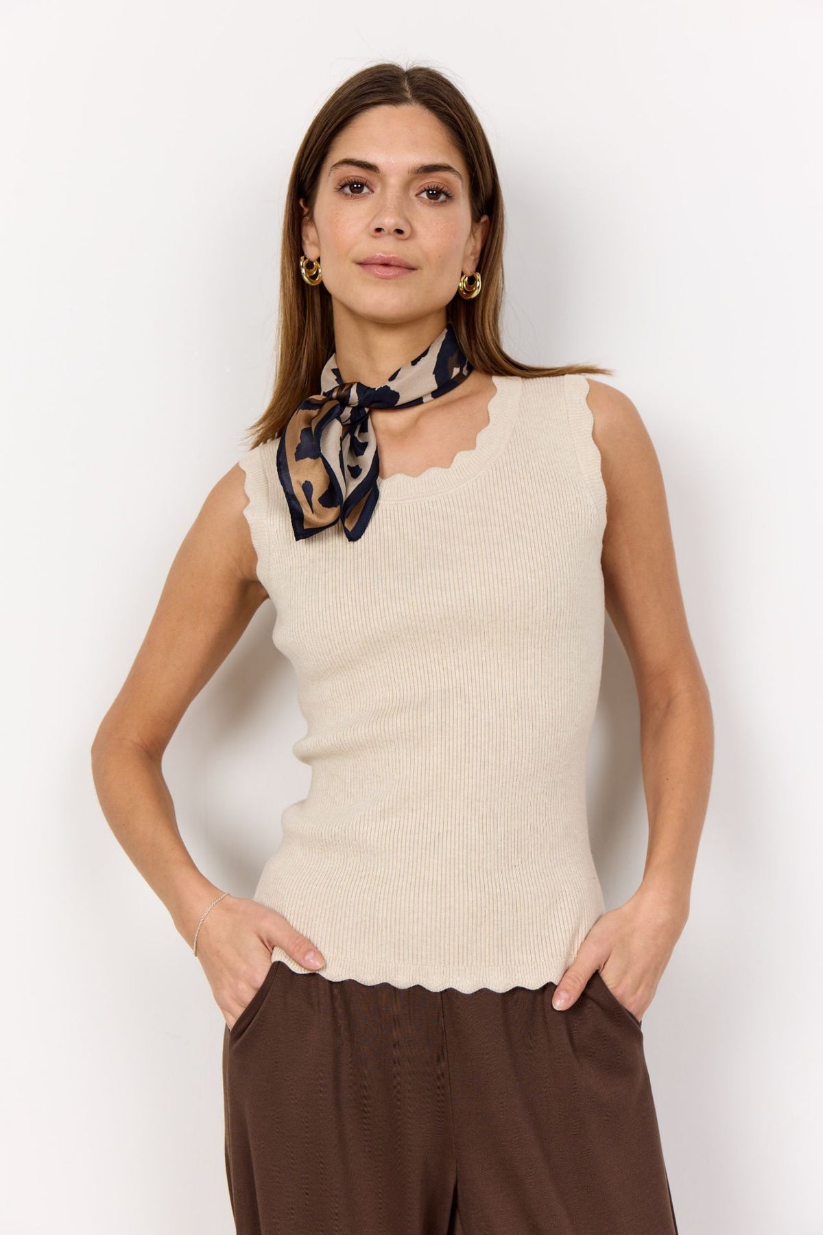 SILKESKJERF DYREPRINT – Beige