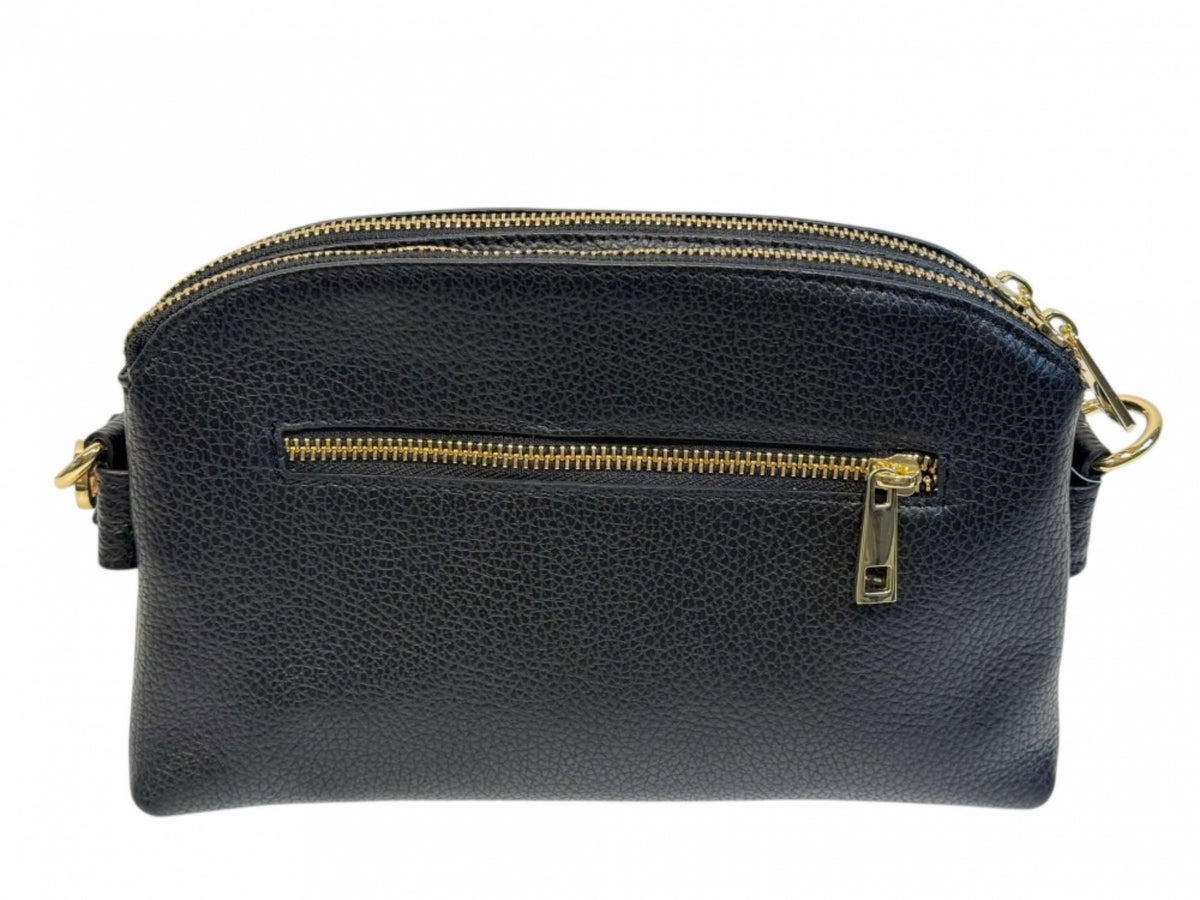 SKINNVESKE MED BRED VEVD REIM BLACK – Svart