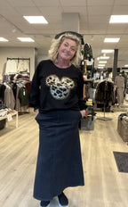 A SHAPE BLACK DENIM SKIRT – Svart