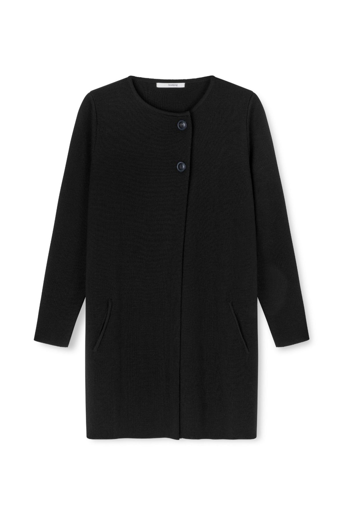 MARGIT LANG JAKKE I MERINOULL BLACK – Svart