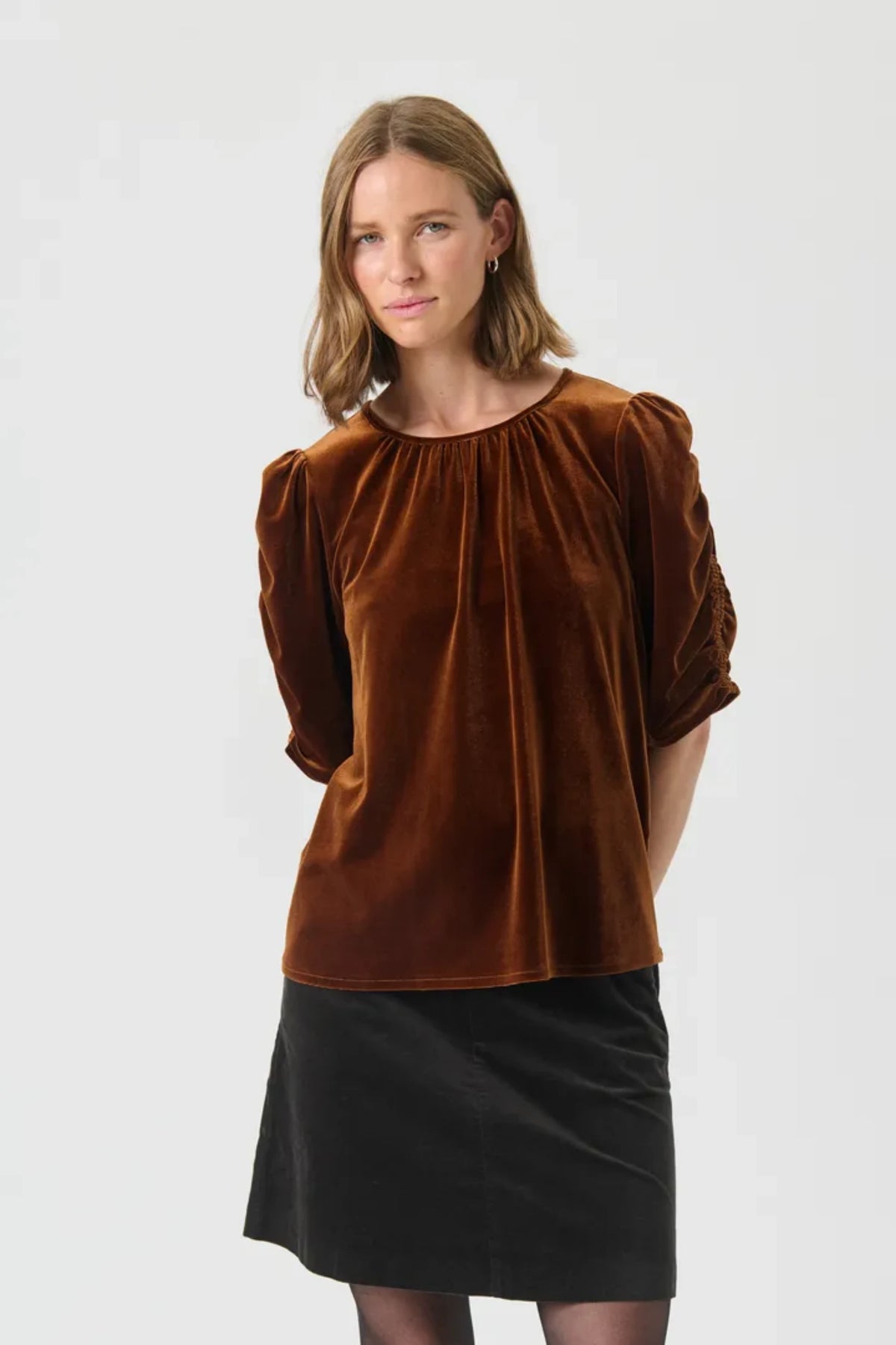 VALERIE BLOUSE BLUSE COBBER – Brun