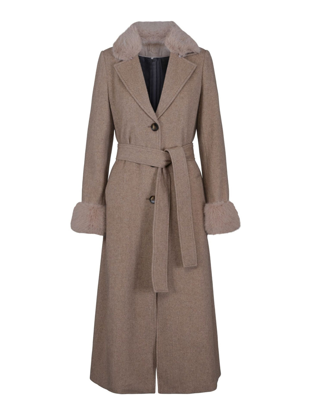 CLASSIC LONG BELT WOOL COAT SAND – Beige