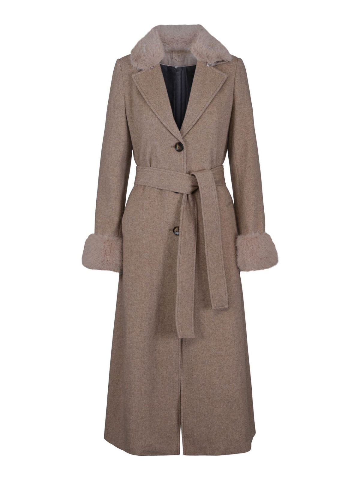 CLASSIC LONG BELT WOOL COAT SAND – Beige