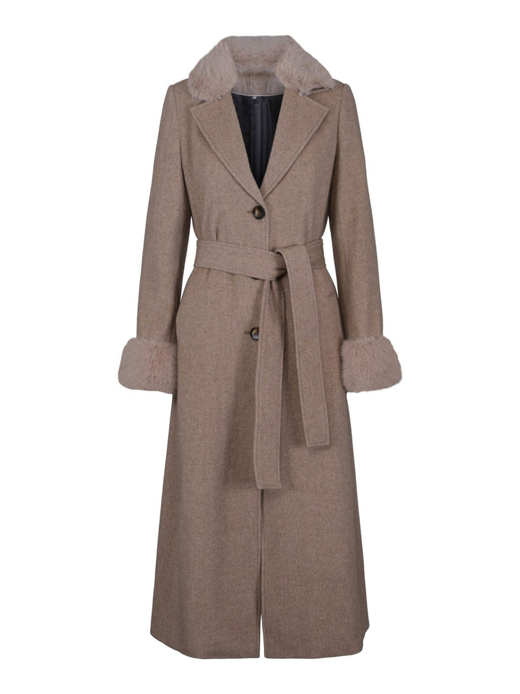 CLASSIC LONG BELT WOOL COAT SAND – Beige