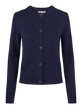 HAUST CLASSIC KNITTED CRADIGAN ROUND NECK NAVY – Blå