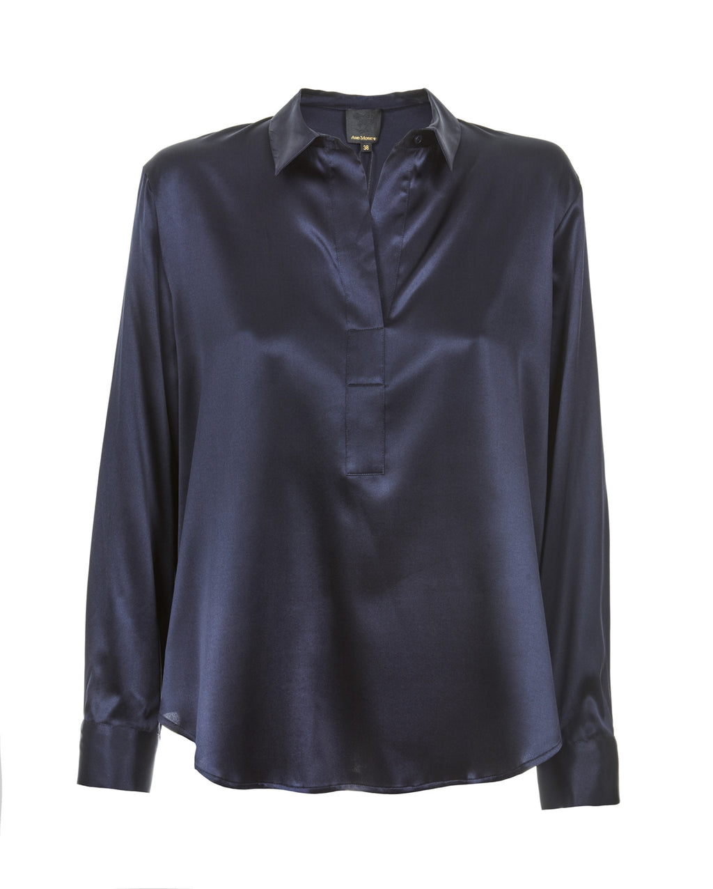 LEIA SILKE BLUSE MED STRETCH – Blå