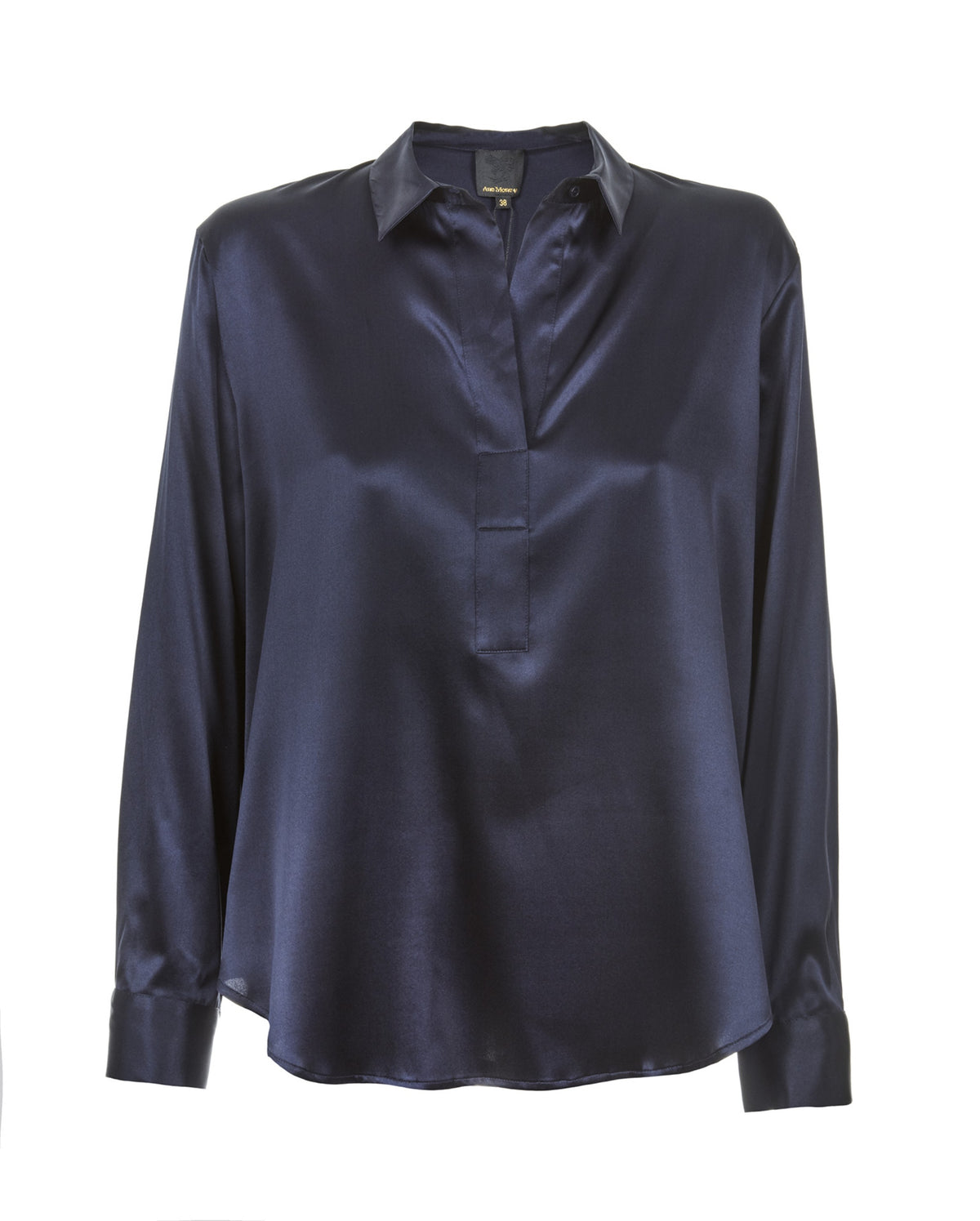 LEIA SILKE BLUSE MED STRETCH – Blå
