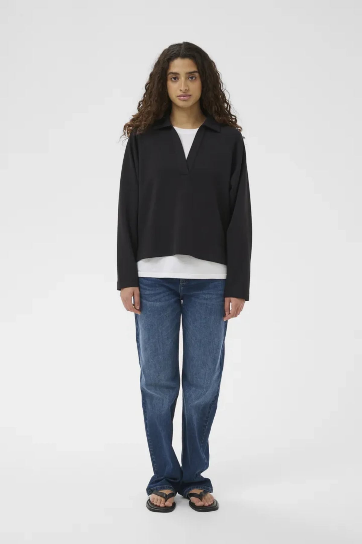 SIMI VINCENT POLO BLOUSE – Svart