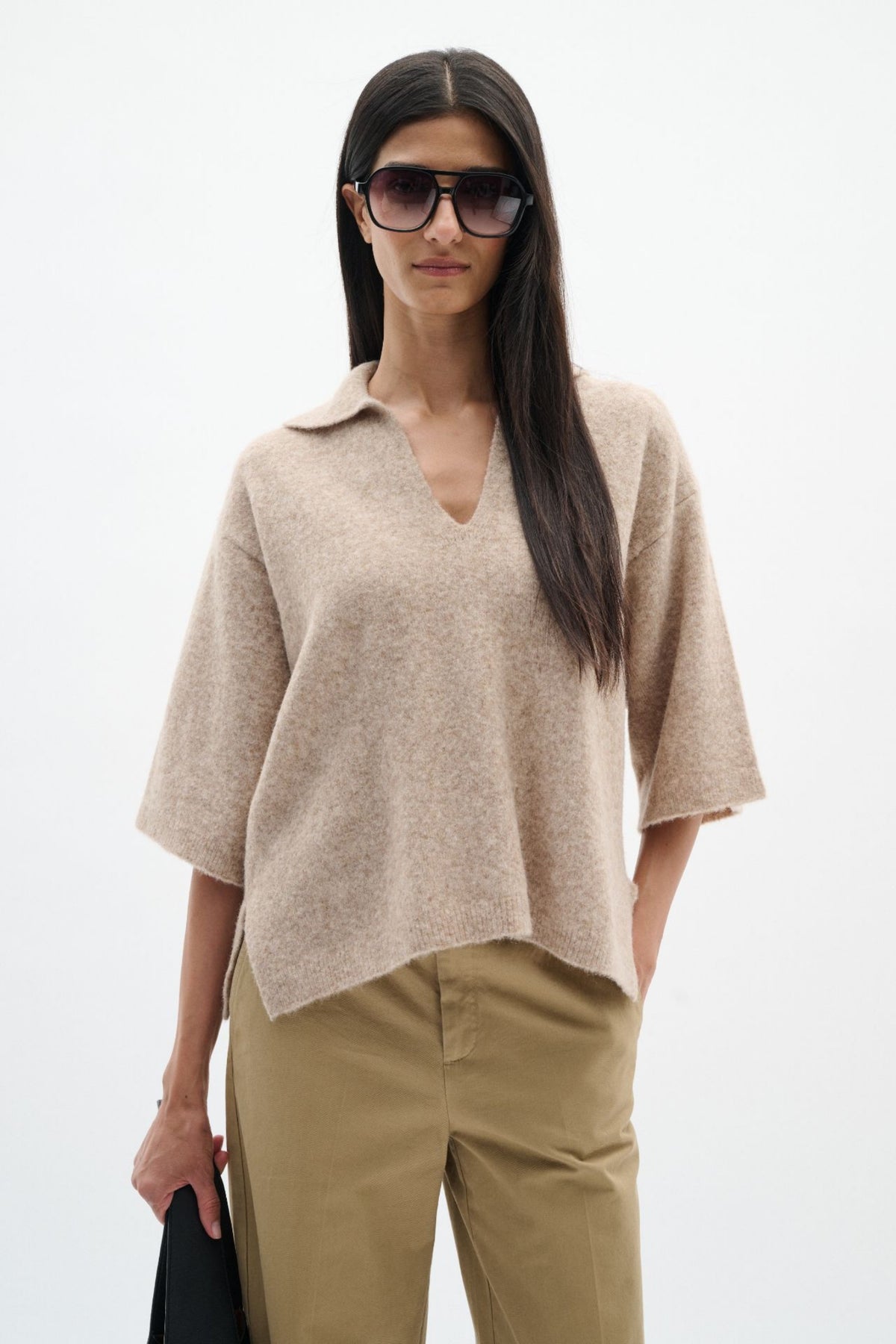 GUNNI STRIKKETPOLO – Brun