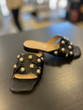 Sandal skinn m gull