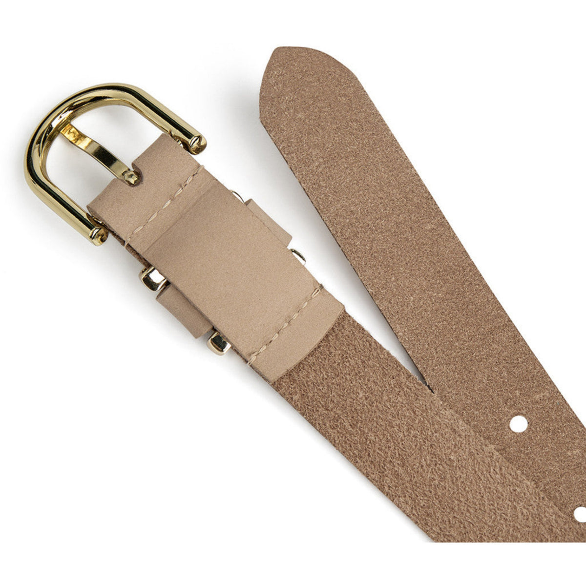 SKINNBELTE SMALT MED GULLSPENNE SAND – Beige