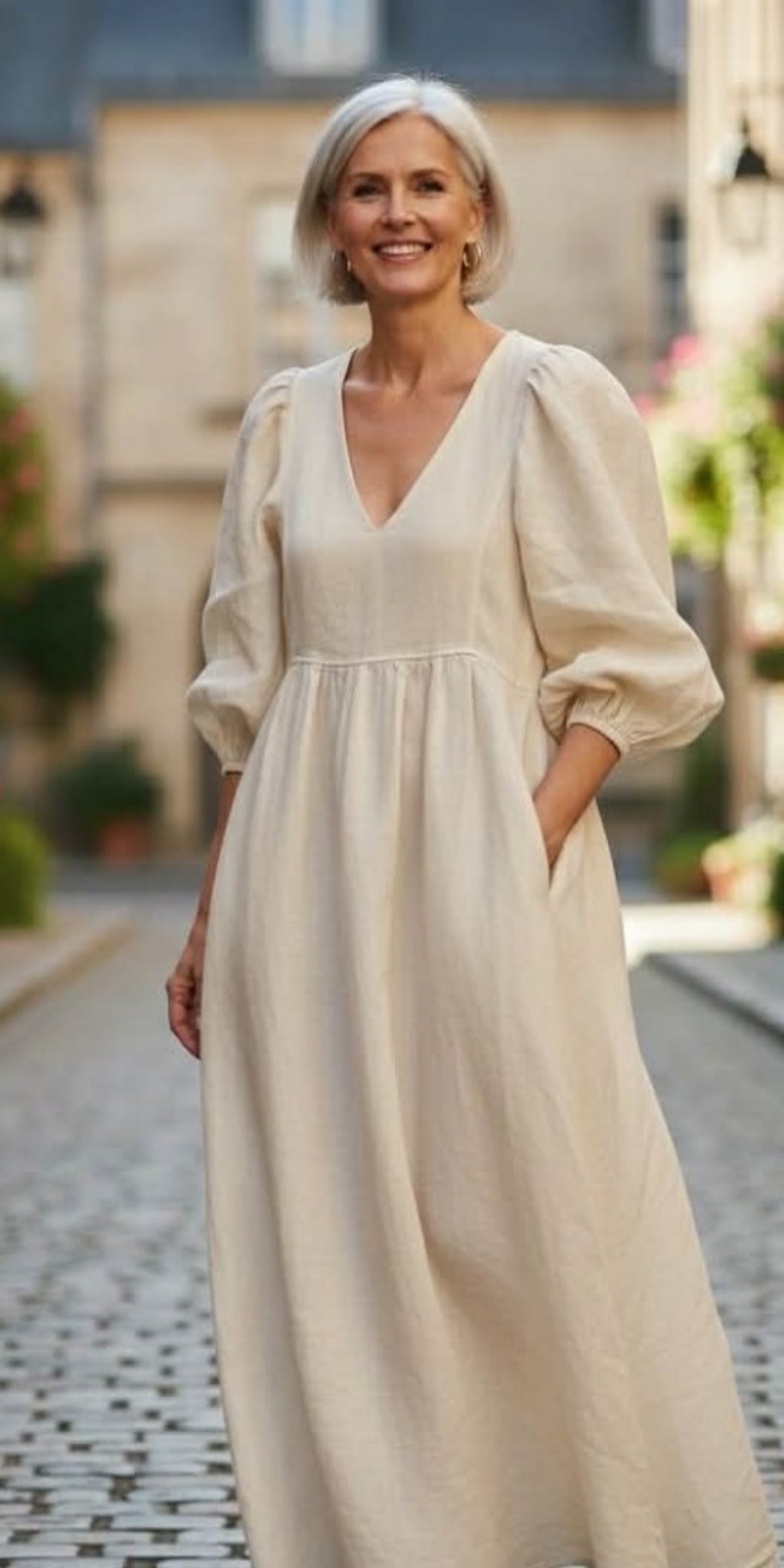 LINKJOLE MED PUFFERM HVIT – Beige