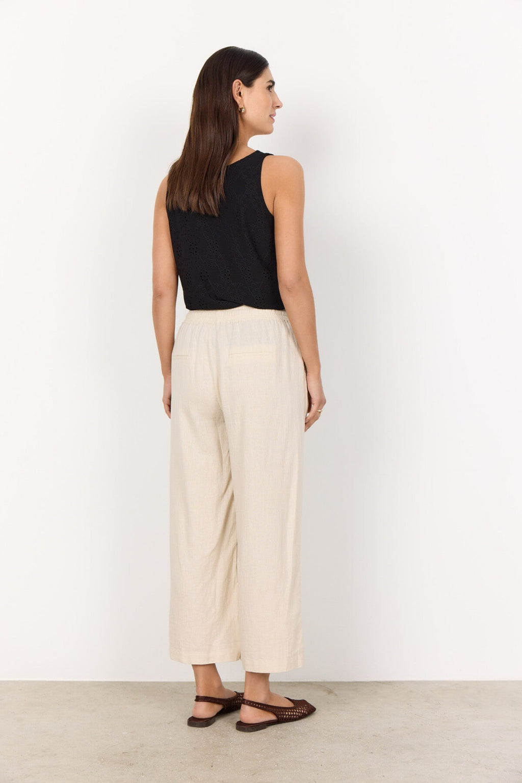 INA 12-C LIN BUKSE CROPT – Beige