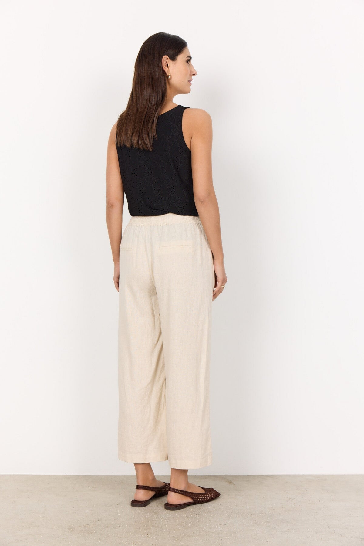 INA 12-C LIN BUKSE CROPT – Beige