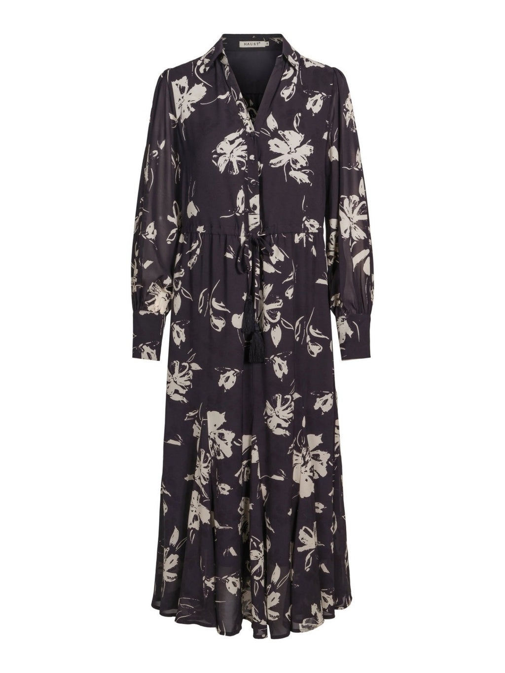 LONG DRESS WITH WIDE SKIRT – Hvit