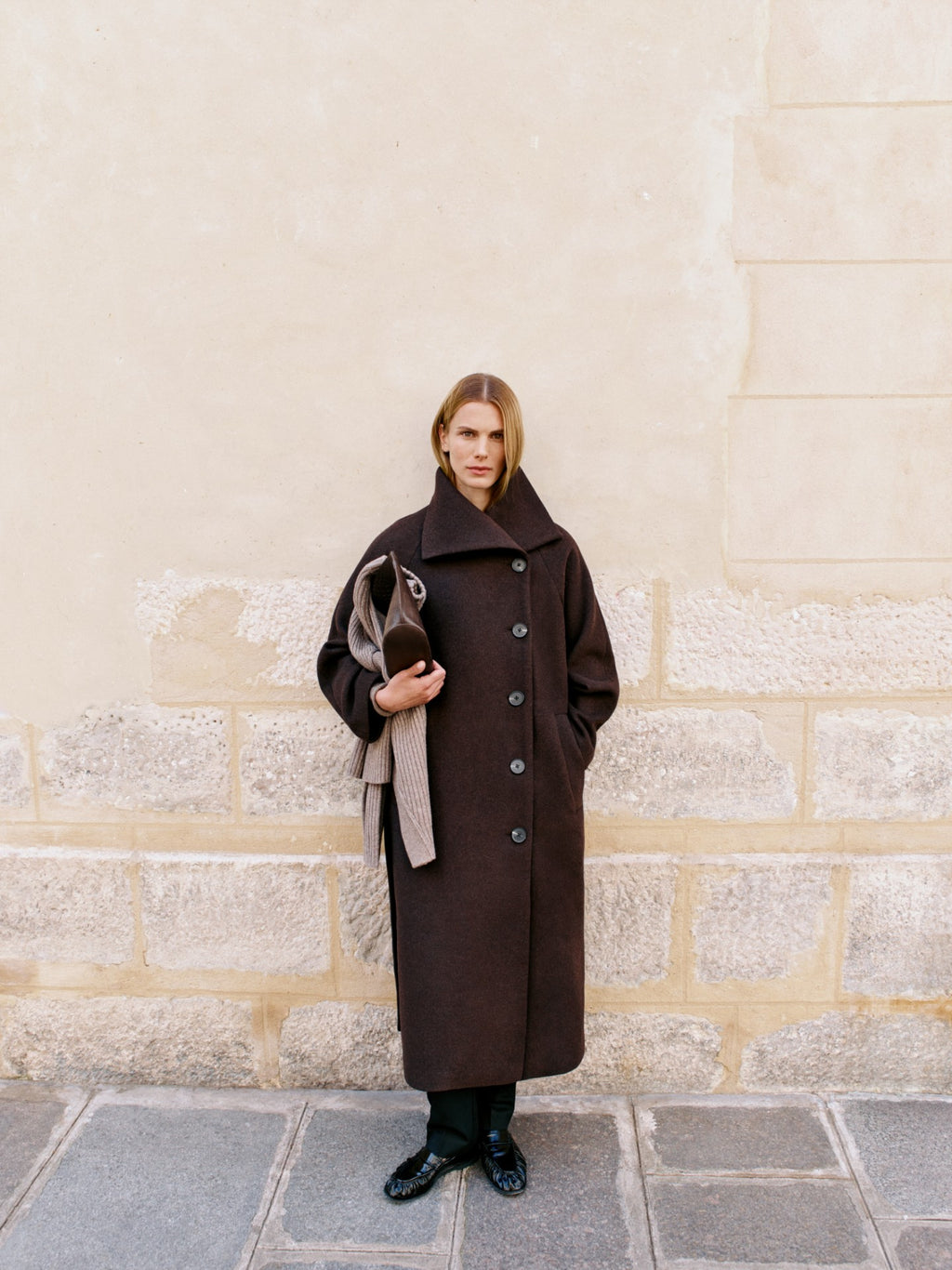 ZORAH LONG COAT WOOL – Brun
