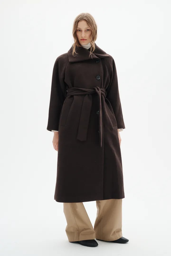 ZORAH LONG COAT WOOL – Brun