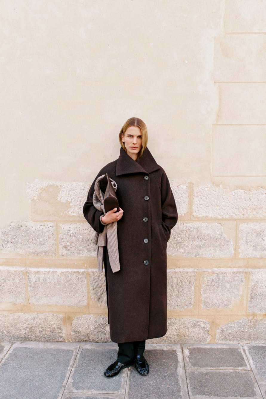 ZORAH LONG COAT WOOL – Brun