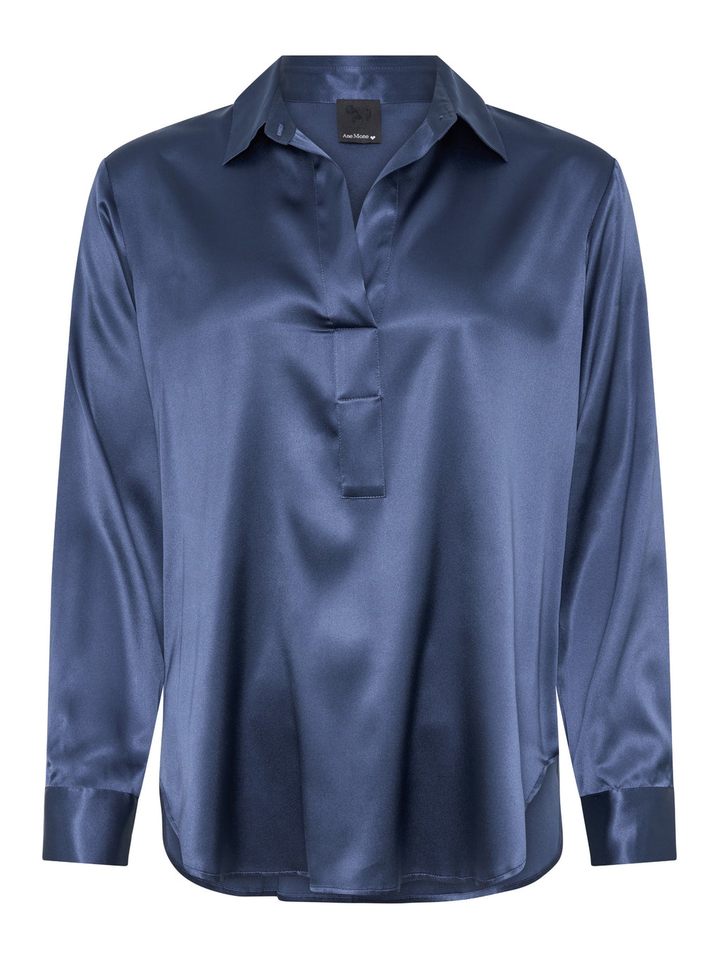 LEIA SILKE BLUSE MED STRETCH – Blå