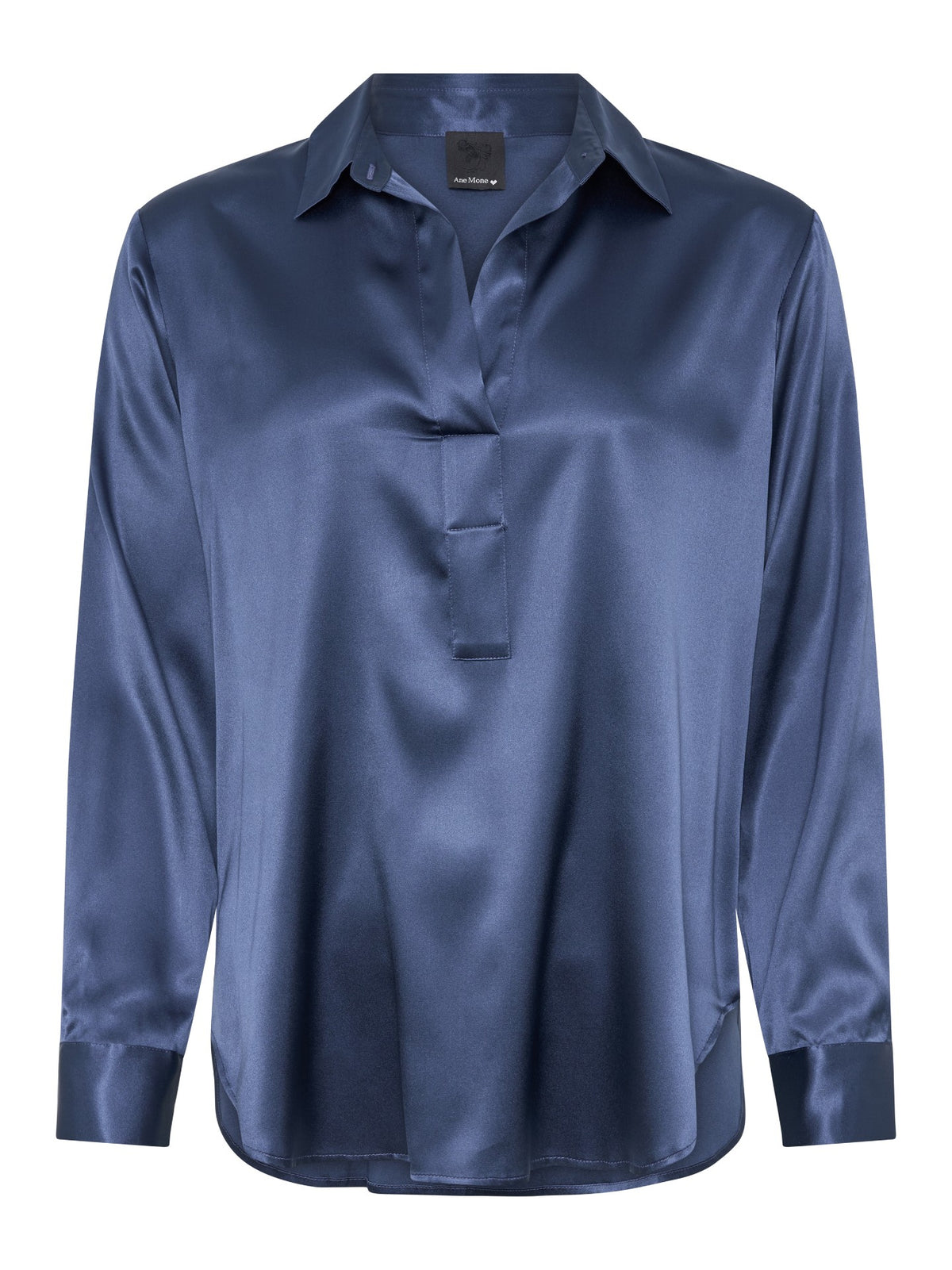 LEIA SILKE BLUSE MED STRETCH – Blå