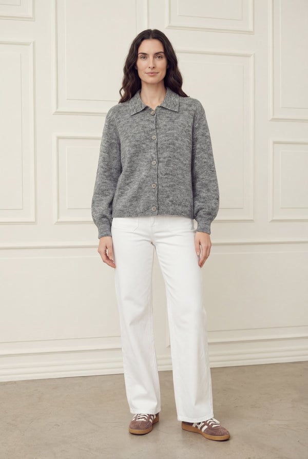 ANNA COLAR CARDIGAN – Grå