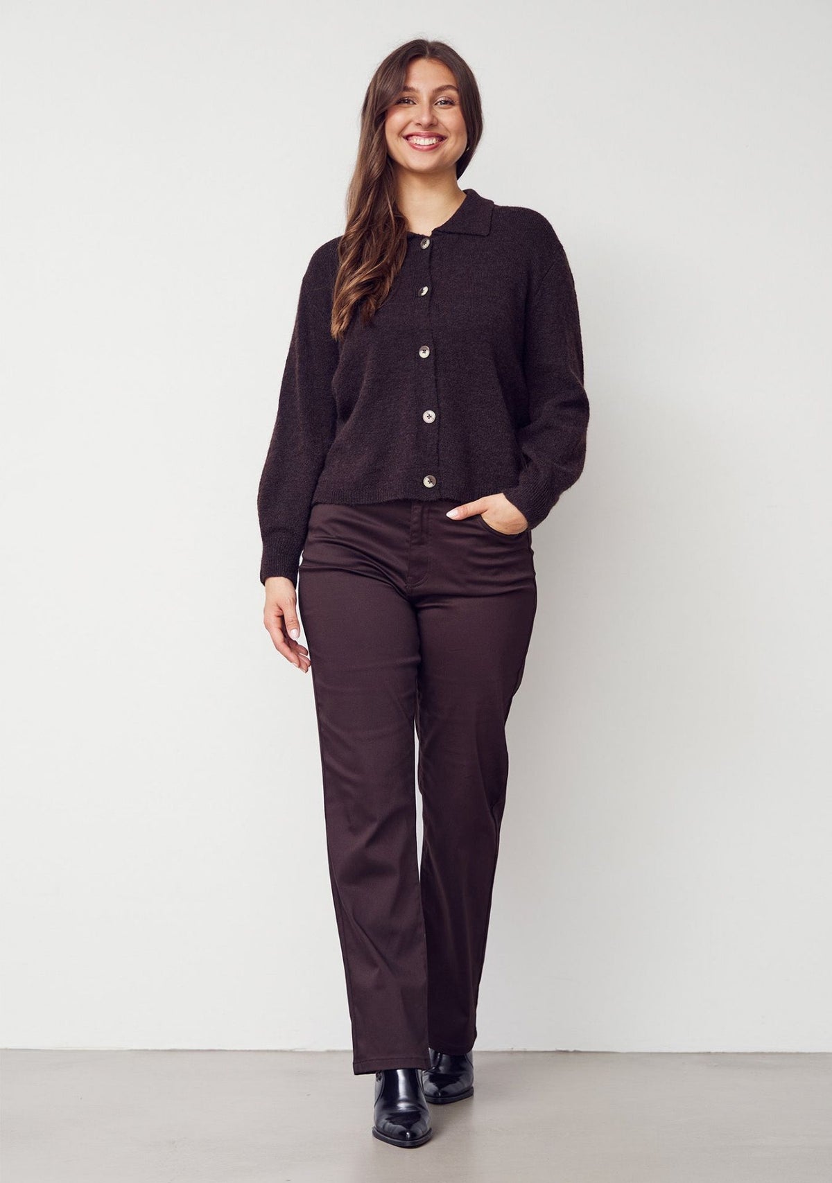 ANNA COLAR CARDIGAN – Brun