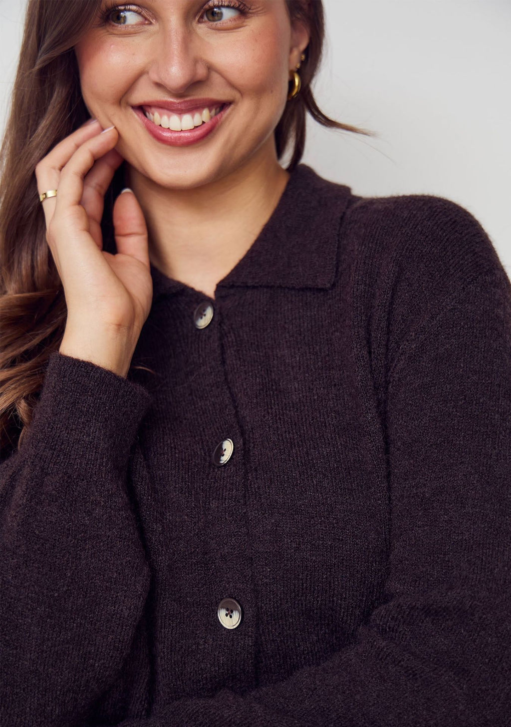 ANNA COLAR CARDIGAN – Brun