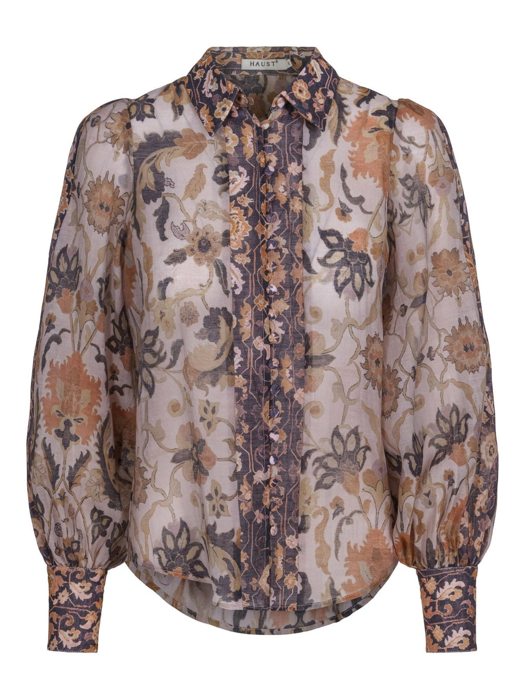 DETAIL PRINT SHIRT BLOUSE – Grå