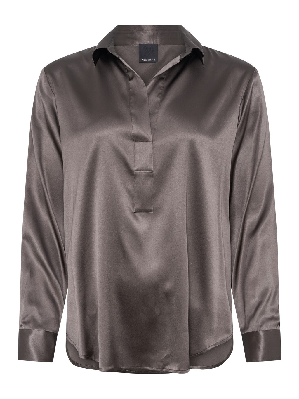 LEIA SILKE BLUSE MED STRETCH – Brun