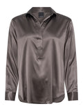 LEIA SILKE BLUSE MED STRETCH – Brun