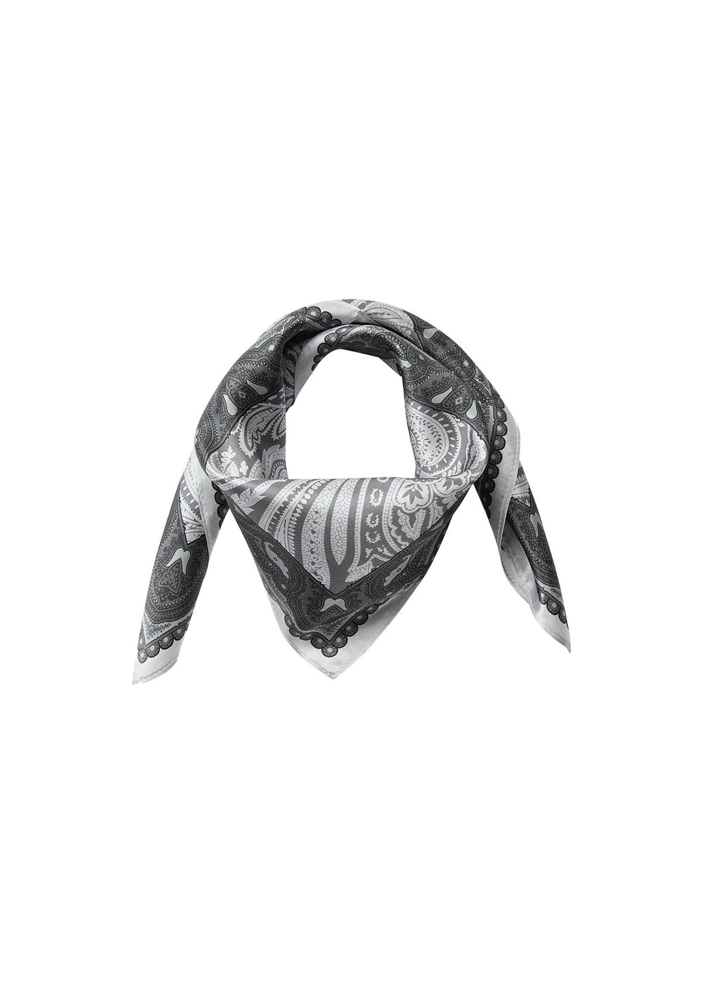 HAGAR SCARF SILK GRÅ SVART – Grå
