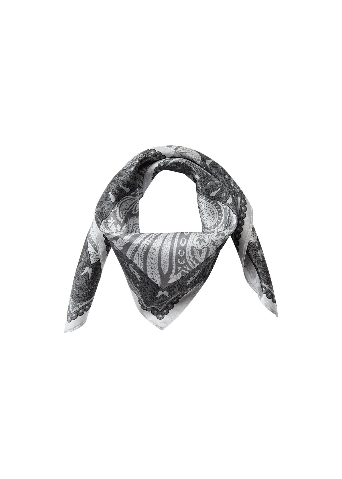 HAGAR SCARF SILK GRÅ SVART – Grå