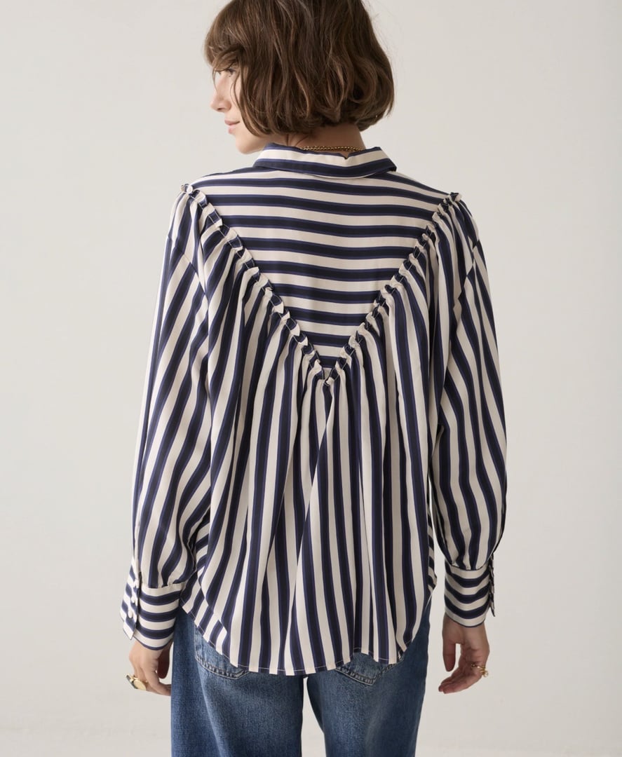 BLUSE STRIPE SATIN – Svart