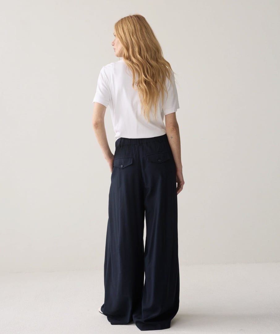 TROUSERS TWILL WIDE – Blå