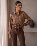 SATIN PAISLEY SHIRT – Brun