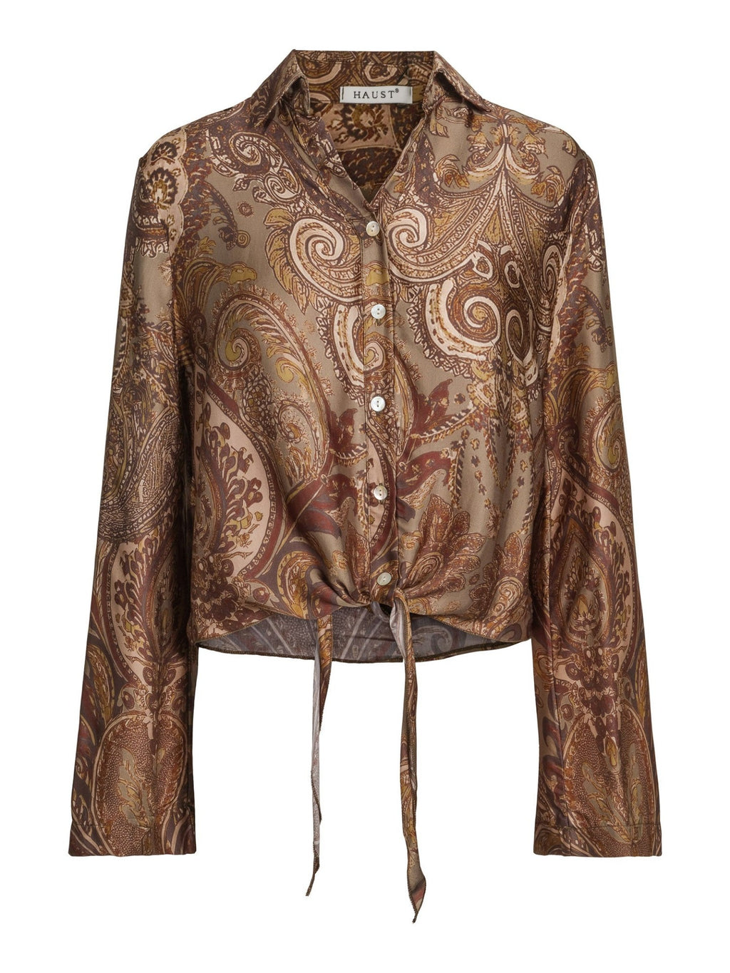 SATIN PAISLEY SHIRT – Brun