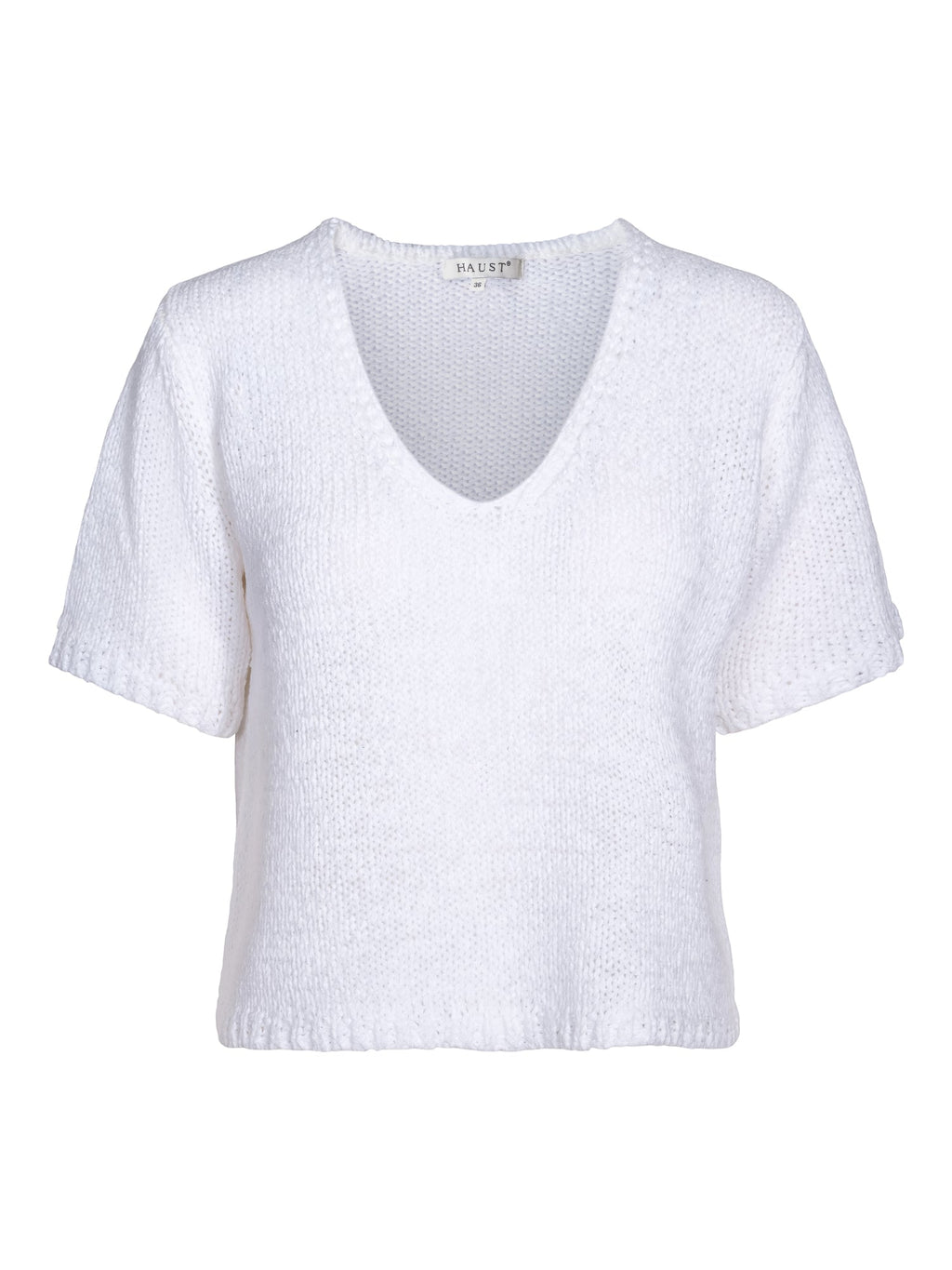 Haust Casual Short Sleeve strikket topp i hvit til dame – bilde 1