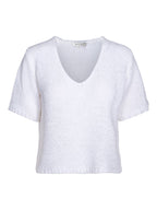 Haust Casual Short Sleeve strikket topp i hvit til dame – bilde 1
