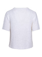 Haust Casual Short Sleeve strikket topp i hvit til dame – bilde 2