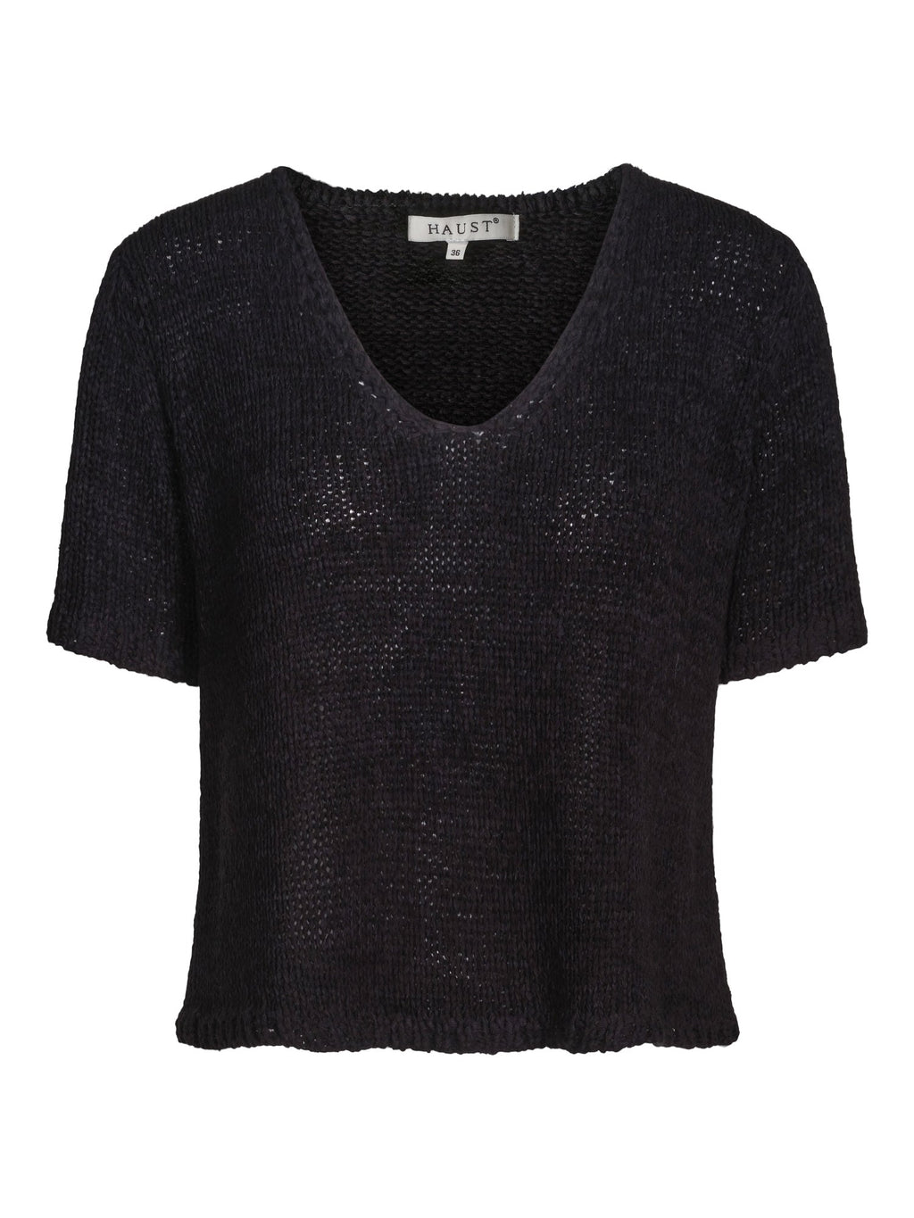 Haust Casual Short Sleeve strikket topp i sort til dame – bilde 1