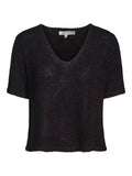 Haust Casual Short Sleeve strikket topp i sort til dame – bilde 1