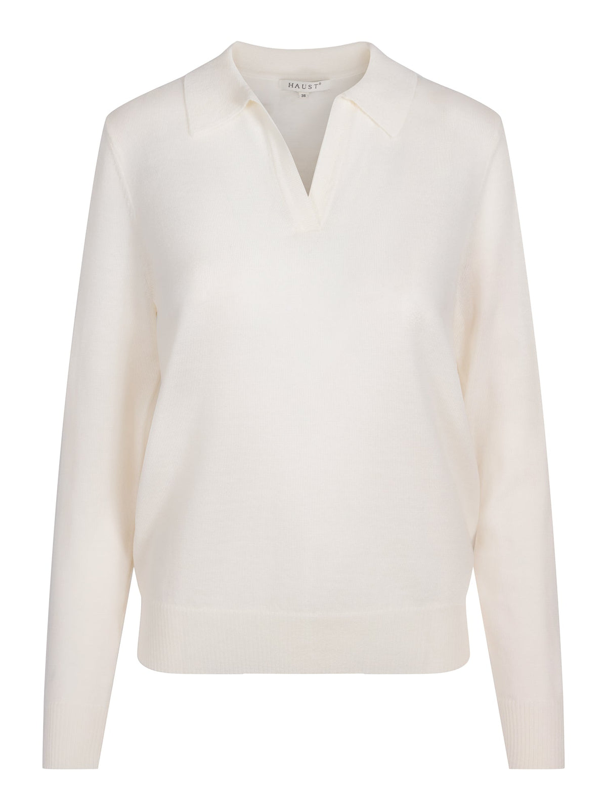 Haust Merino Collar Pullover genser i krem til dame – bilde 1