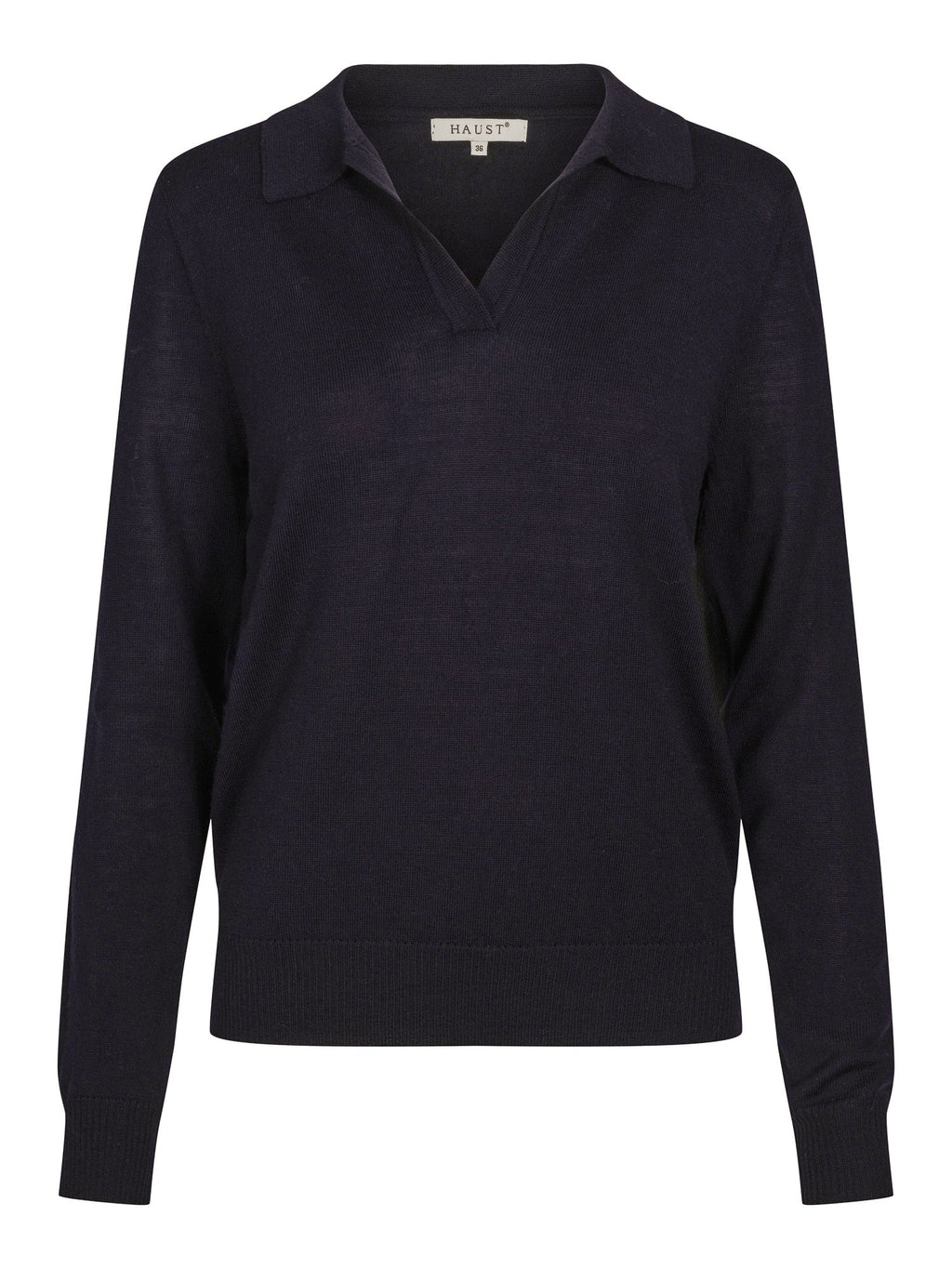 Haust Merino Collar Pullover genser i marine til dame – bilde 1