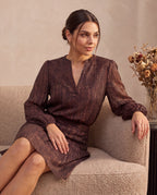 Haust Herringbone Blouse i marine til dame – bilde 1