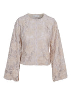 Haust Satin Embroidery Lace Blouse i ecru til dame – bilde 1