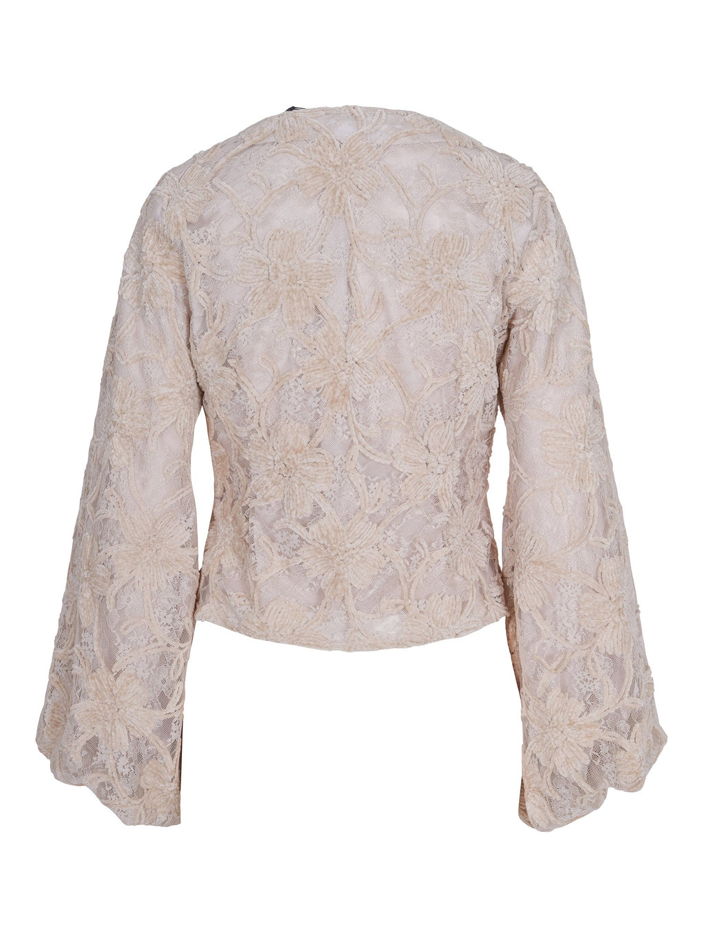 Haust Satin Embroidery Lace Blouse i ecru til dame – bilde 2
