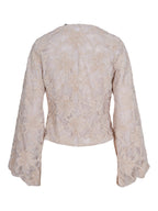 Haust Satin Embroidery Lace Blouse i ecru til dame – bilde 2