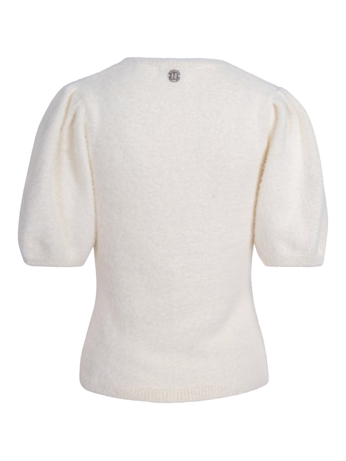 Haust Short Sleeve Party Pullover strikkegenser i krem til dame – bilde 4